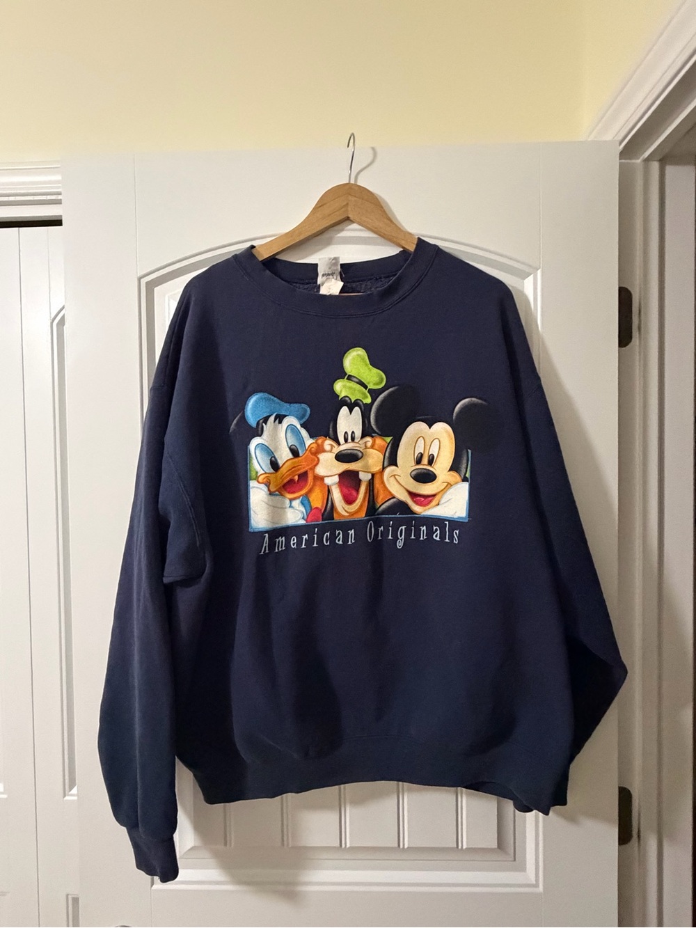 Vintage Disney Navy Crewneck Sweatshirt - Mickey, Donald & Goofy